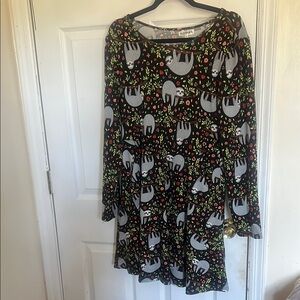 LA Soul Long Sleeve Sloth Print Dress